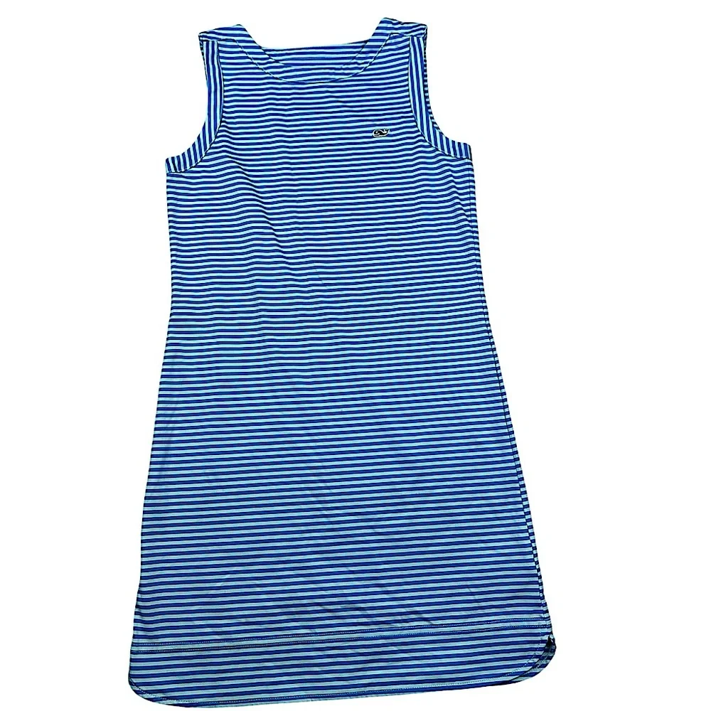 VINEYARD VINES: Girl’s Striped Blue Sleeveless Dress -Size Medium (10-12)